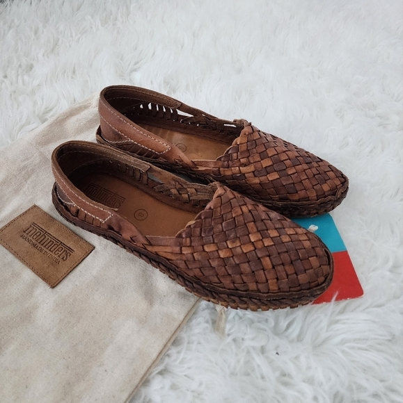 Brown Woven Leather Loafers - Picture 2 of 9